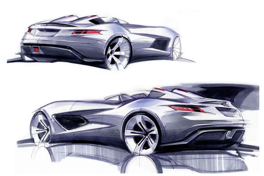 Эскиз Mercedes-Benz SLR McLaren Stirling Moss 2009 года  (фото 41 из 75)